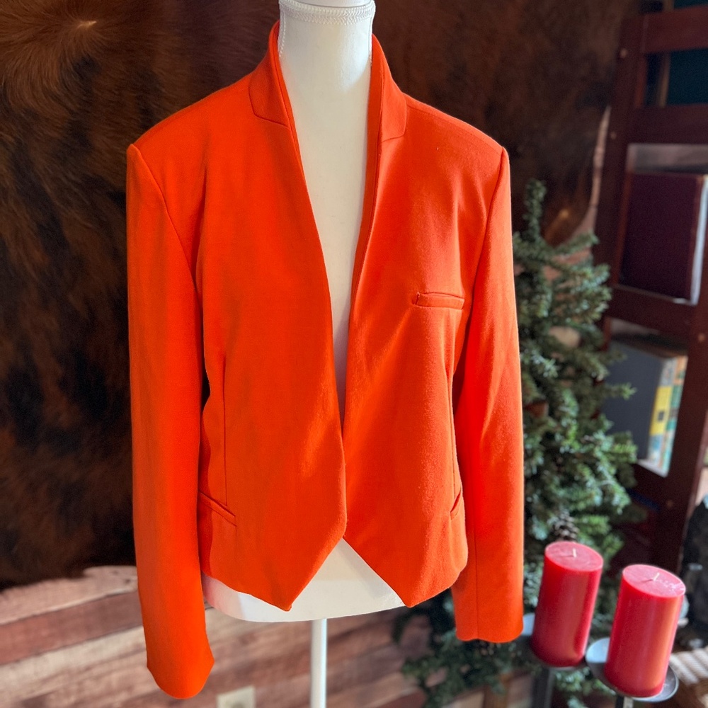 Ashley Stewart Bright Orange Open-Front Blazer – Size 12
